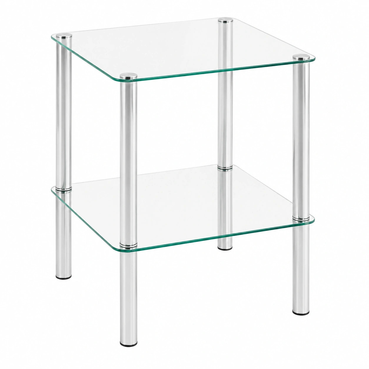 HAKU Moderner Beistelltisch aus Chrom und Sicherheitsglas, Quadratisch, 39 x 47 x 39 cm