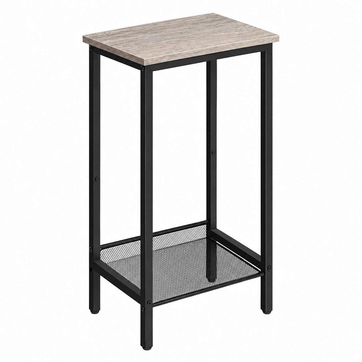 Industrie-Design Beistelltisch mit Verstellbarer Ablage, 38x28x73,5 cm, Grau Schwarz