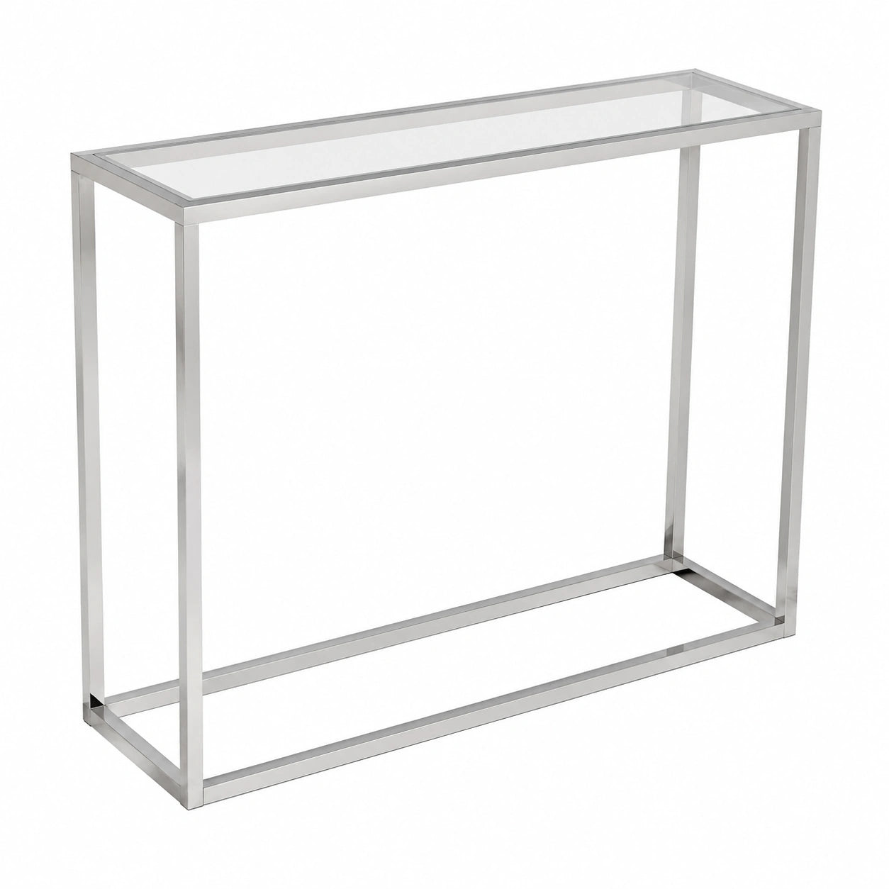 Moderner Konsolentisch aus Glas und Chrom, Beistelltisch für Flur, Breite 80 cm