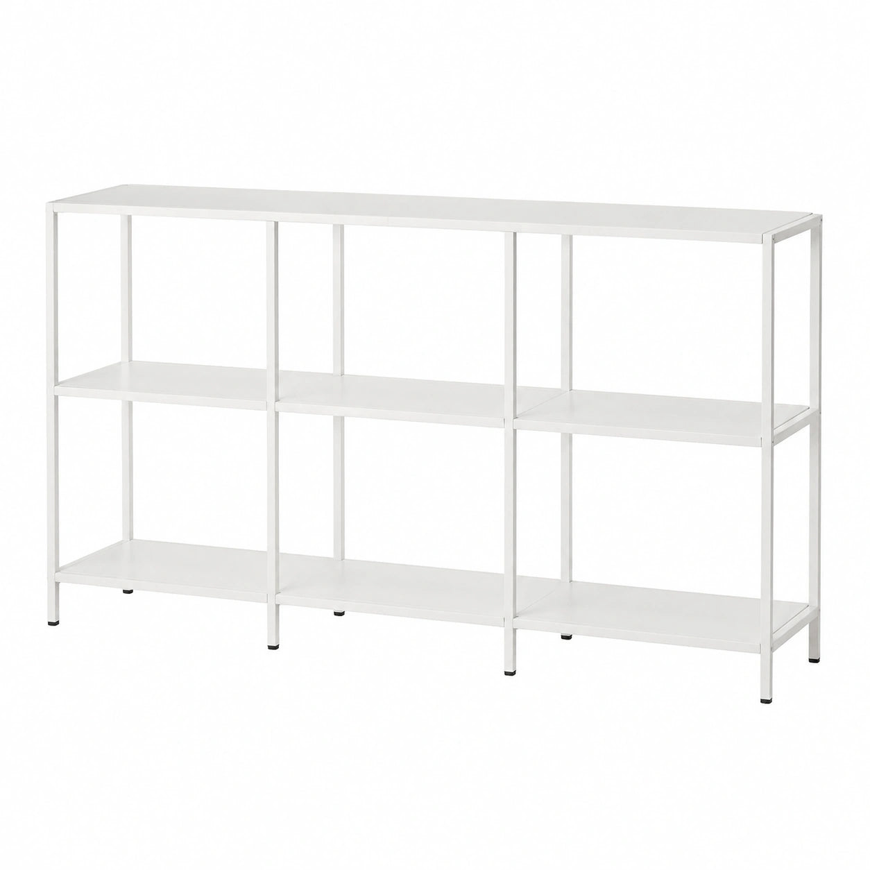 Moderner Konsolentisch aus Metall mit drei Ablagen, Ideal für Flur und Wohnzimmer, Weiß, 160x30x80 cm