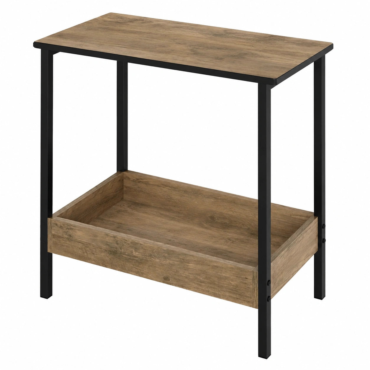 WOLTU Konsolentisch mit Stauraum, Couchtisch aus Metall und Holzwerkstoff, Schwarz-Graues Design, 50x55x25 cm