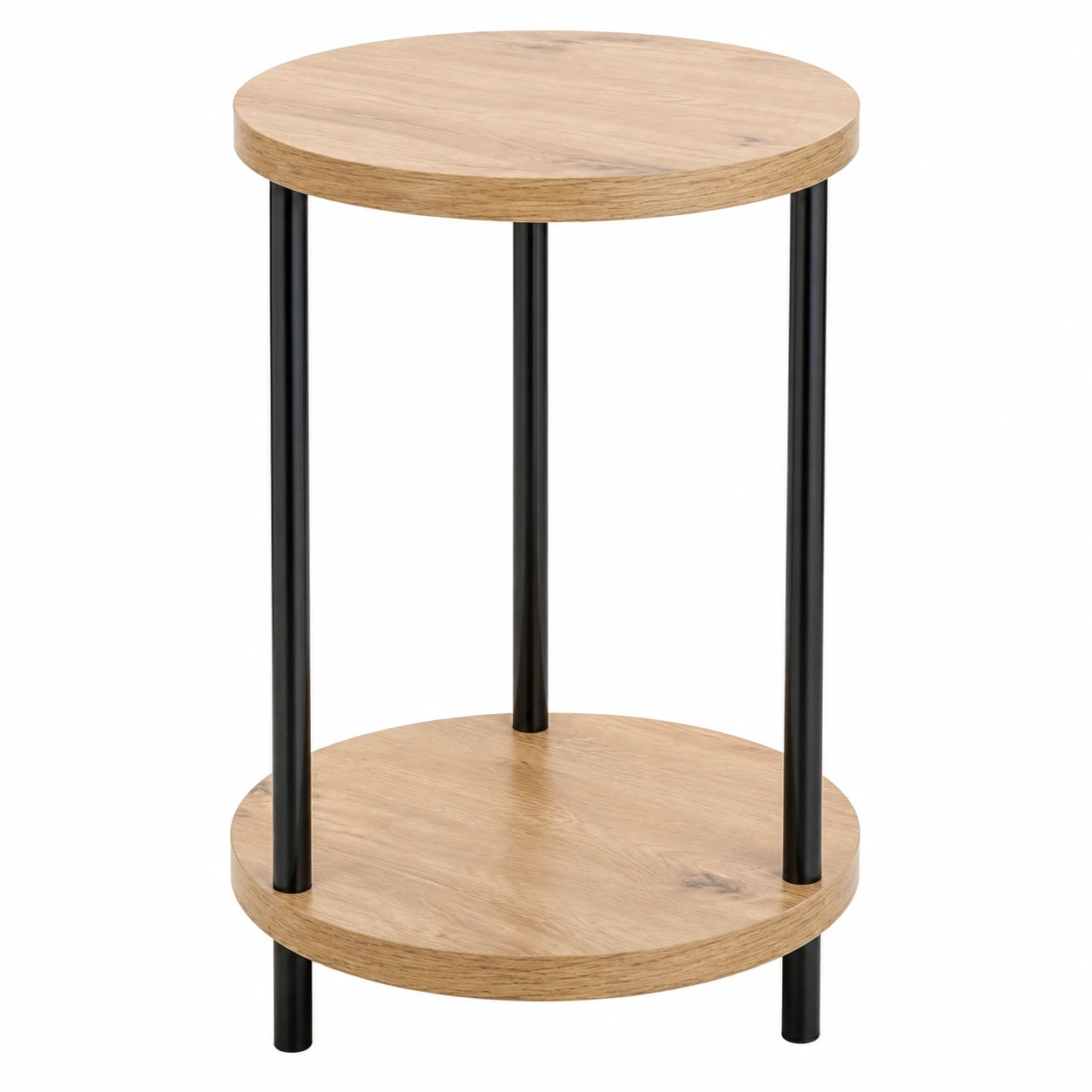 Moderner Runder Beistelltisch aus Eiche und Metall, 50x30 cm