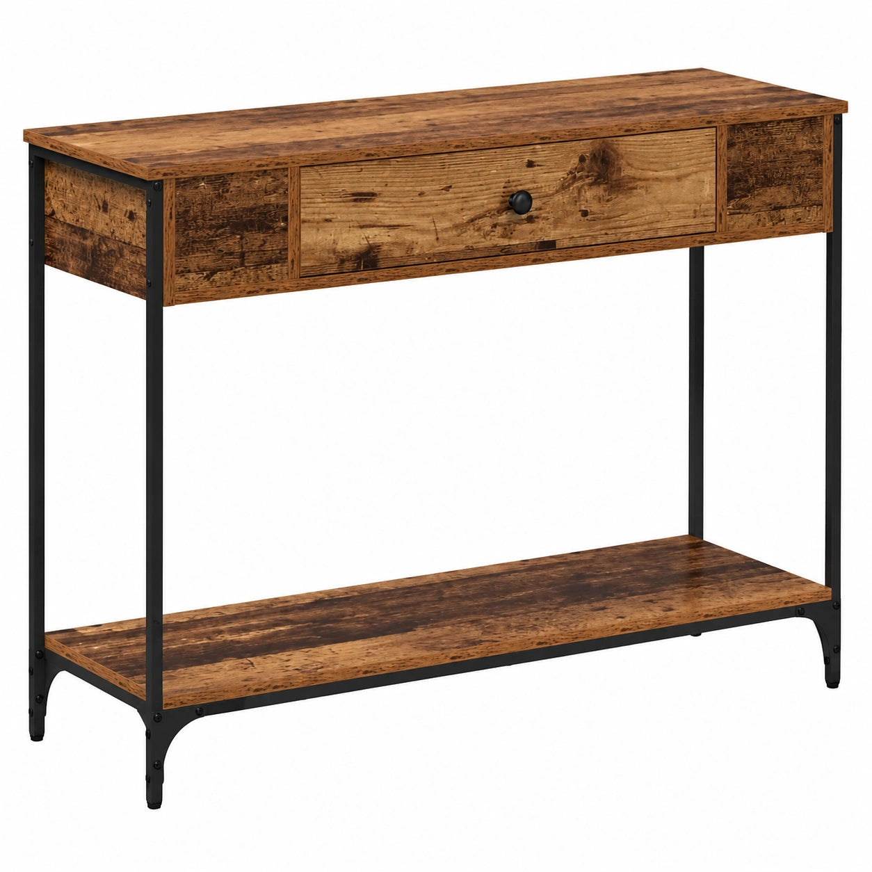Rustikaler Konsolentisch aus Altholz, 100x34,5x75 cm, schlankes Design für Wohnzimmer oder Flur