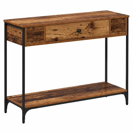 Rustikaler Konsolentisch aus Altholz, 100x34,5x75 cm, schlankes Design für Wohnzimmer oder Flur