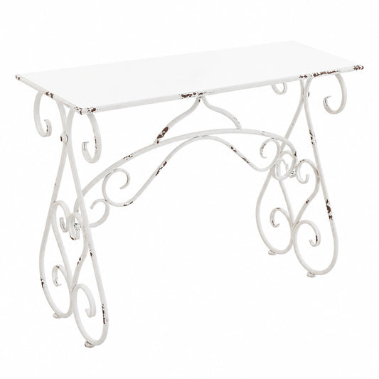 Antiker Konsolentisch aus Eisen im Shabby-Chic mit geschwungenen Details