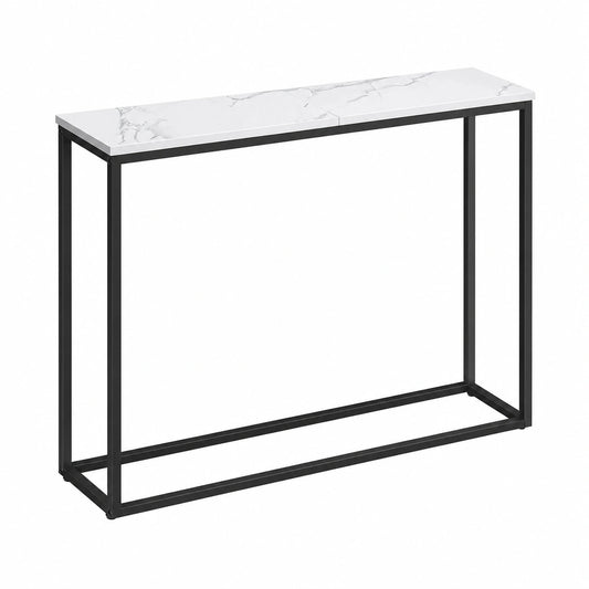 HOOBRO Konsolentisch 75 cm, Schmaler Beistelltisch für Flur und Eingang, Marmor Weiß