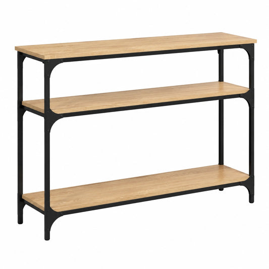 Schmaler Konsolentisch mit Regalen aus Holz und Metall, Sonoma-Eiche, 100x29x75 cm