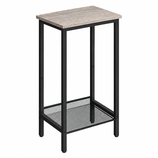 Industrie-Design Beistelltisch mit Verstellbarer Ablage, 38x28x73,5 cm, Grau Schwarz