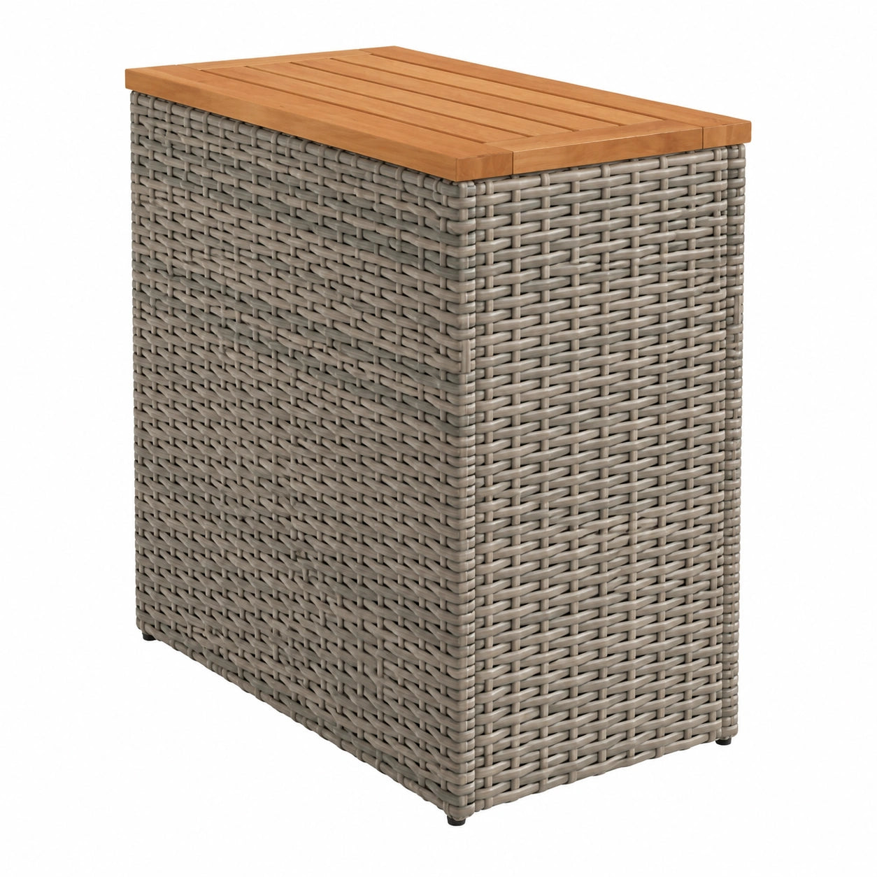 vidaXL Rattan Couchtisch Garten mit Holzplatte Grau