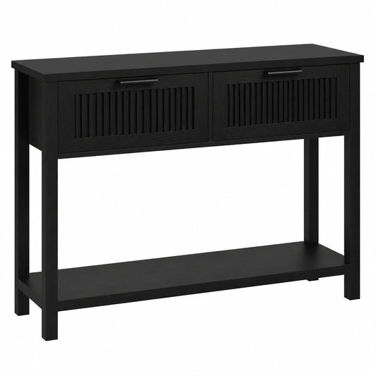 Moderner Konsolentisch aus Holz, 109 cm, mit 2 Schubladen und Ablage, für Wohnzimmer und Flur, Schwarz