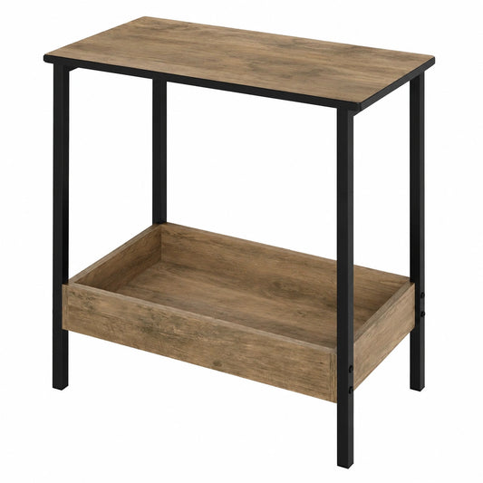 WOLTU Konsolentisch mit Stauraum, Couchtisch aus Metall und Holzwerkstoff, Schwarz-Graues Design, 50x55x25 cm